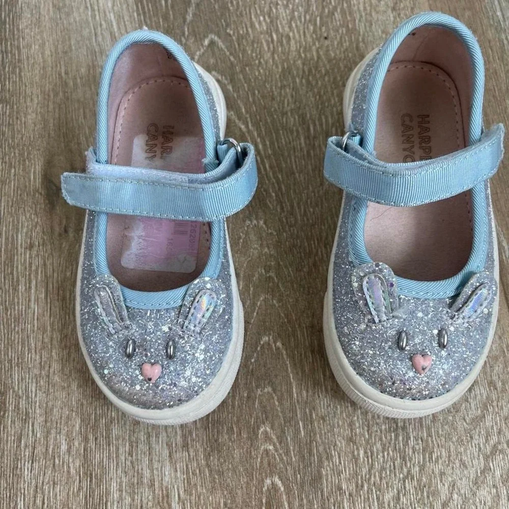 Harper Canyon Silver Glitter Bunny Mary Jane Shoes Toddler Size 5